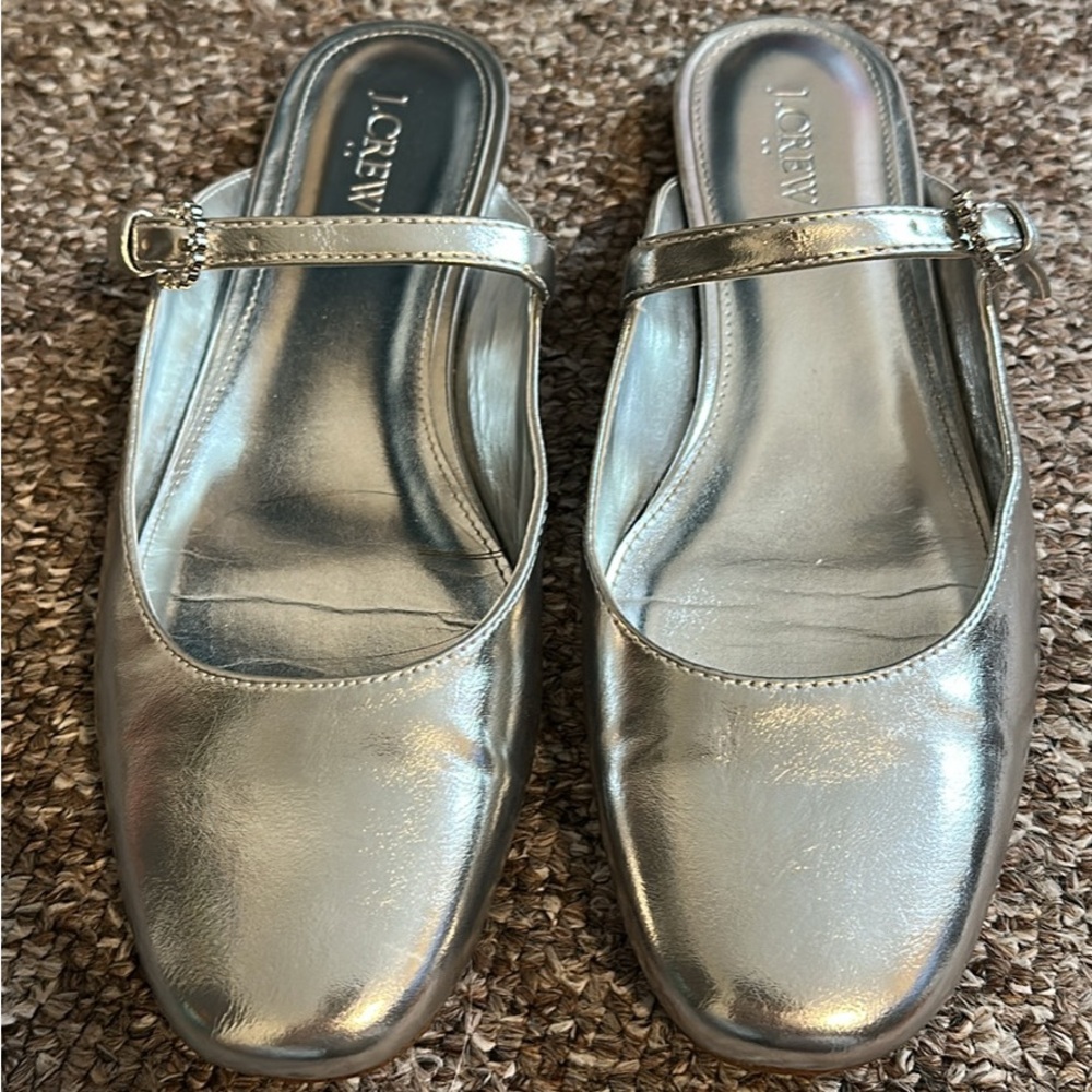 J. Crew Metallic Silver Loafers